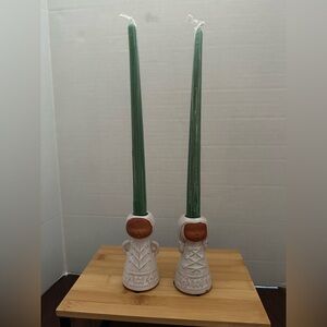 Vintage Candle Holders MCM Singing Children  Figurines. Cream & terra-cotta